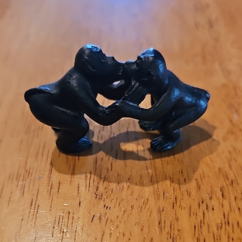 Kissing Monkeys Cast Iron Figurines